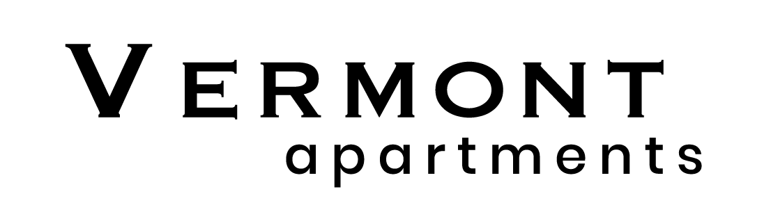 a large black font with the words vermont apartments